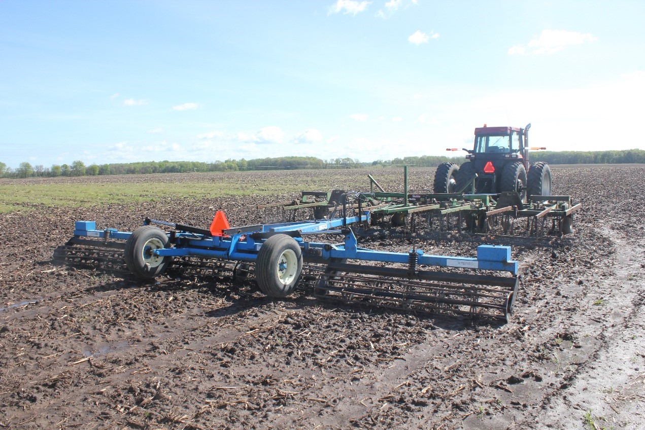 Equipment parked in wet field